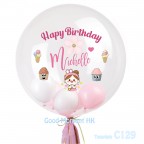【彩印 生日 水晶氣球 24吋】客製 名字+祝福+相片 (包充氦氣，可加選購 氣球束)