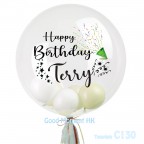 【彩印 生日 水晶氣球 24吋】客製 名字+祝福+相片 (包充氦氣，可加選購 氣球束)