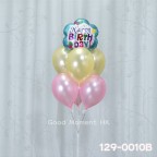 【氣球束】生日氣球x1 + 珠光乳膠氣球 x6 (包充氦氣及重力座)