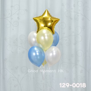 【氣球束】鋁膜氣球x1 + 珠光氣球x6 (包充氦氣及重力座)