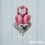【氣球束】Love氣球x1 + 鋁膜氣球 x6 (包充氦氣及重力座)