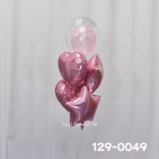 【氣球束】1x水晶氣球(17吋) + 4x鋁膜氣球 (包充氦氣及重力座)