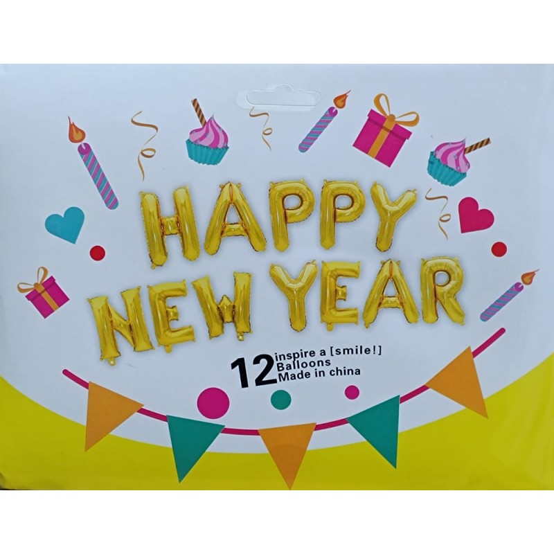 16" HAPPY NEW YEAR (玫瑰金色) 鋁膜氣球套裝 