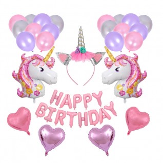 獨角馬 生日氣球 套裝