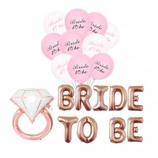 BRIDE TO BE  套裝 (鑽戒+字母+橡膠氣球)