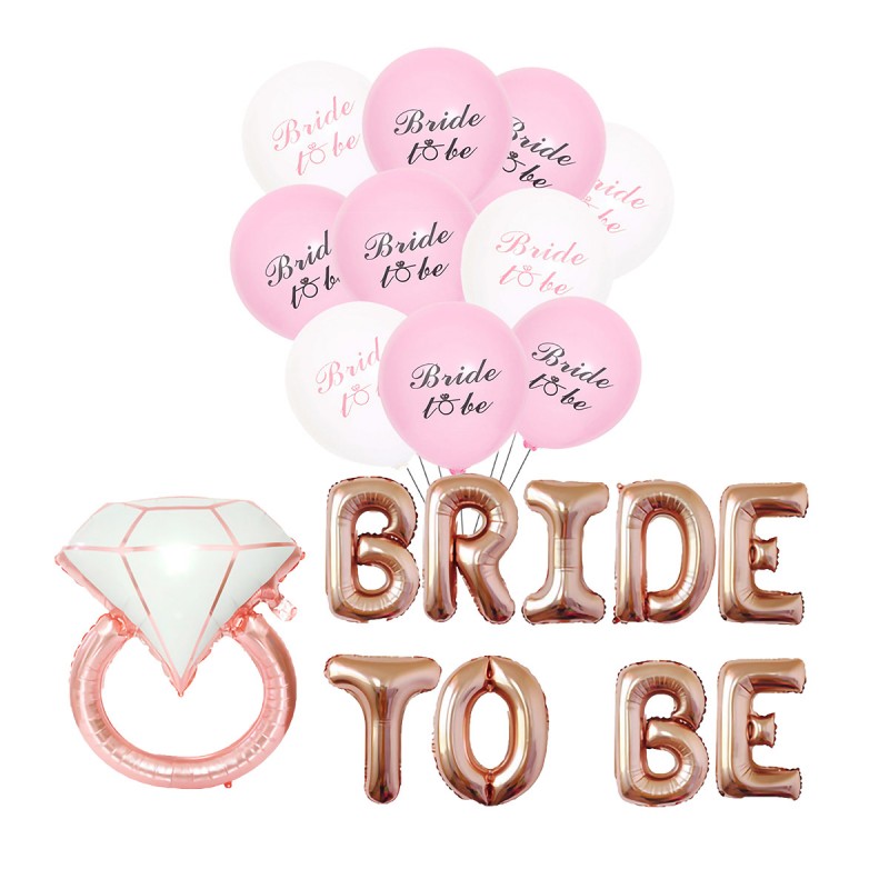 BRIDE TO BE  套裝 (鑽戒+字母+橡膠氣球)