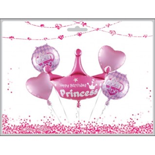 公主 Happy Birthday 氣球 套裝 (5pcs)