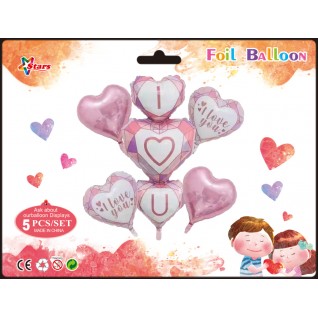 鑽連心 I Love You 鋁膜氣球 套裝 (一套5個)