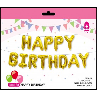 16" Happy Birthday 鋁膜氣球套裝